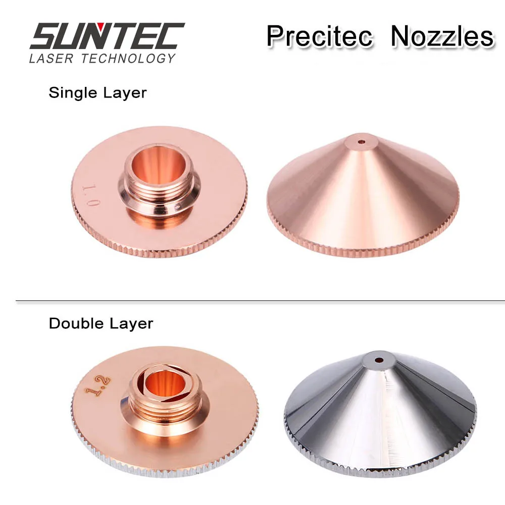 Suntec Fiber CO2 Laser double layer nozzle Dia.28mm Caliber 0.8-5.0mm for Precitec WSX Co2 Fiber laser cutting machine