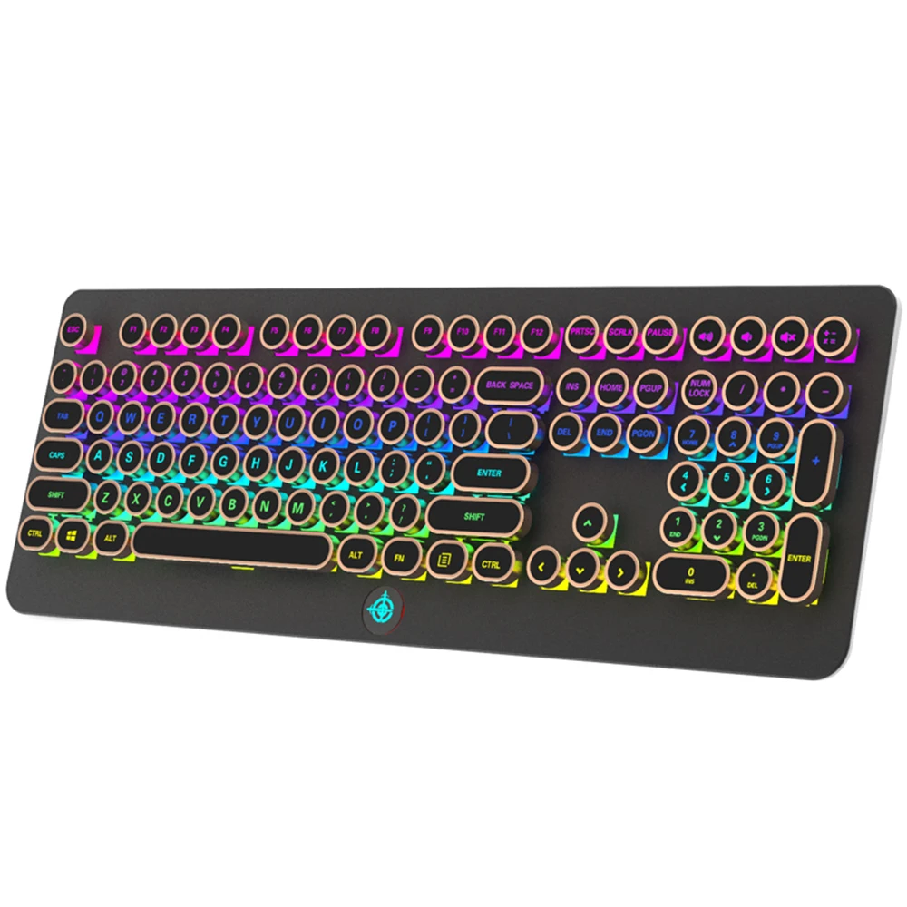 

MK9 Computer Gamer Keyboard Round Keycap Mechanical Keyboard Gaming Mixed Glowing Wired Desktop Keyboard