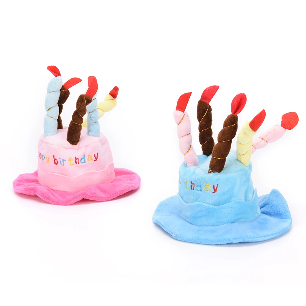 1PCS Dog Birthday Caps Hat with Cake Candles Design Dogs Pet Cat Caps Birthday Party Costume Headwear Accessory For Dogs 2 Color