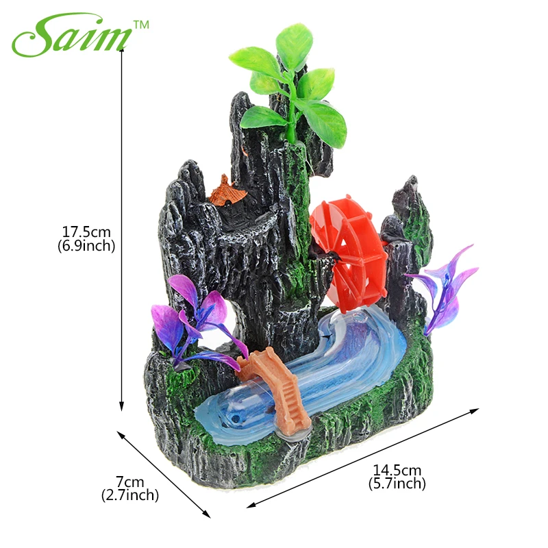 Имитация Рок украшение для аквариума вид на горы каменная пещера украшение для аквариума водное колесо воздушный пузырь декоративная скала