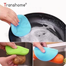 Transhome 1Pcs Magic Silicone sponge kitchen Cleaning Brushes Dish Bowl Scouring Pad Pot Pan Easy to clean Wash Brushes Cleaner