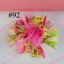 120 шт, новинка, 4,5 дюймов, бант для волос из перьев, модный бутик для девочек, банты для волос с животным принтом, банты из ленты