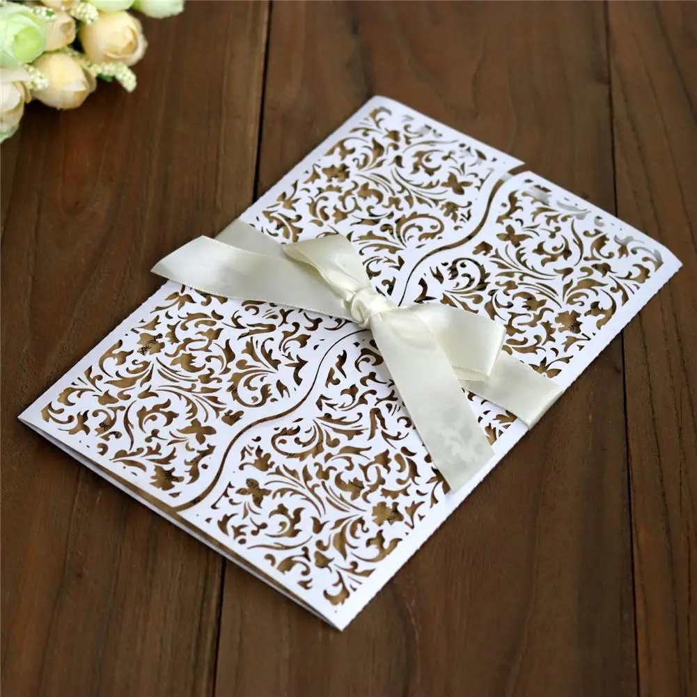  10PCS Invitation Card Party Supplies Infrared Cutout Laser Hollowing Out European Flower Wedding In - 33029818604