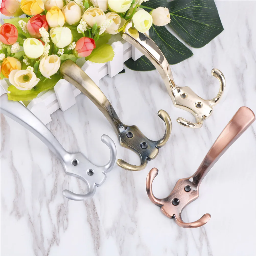 

Zinc Alloy Retro Double Wall Mount Hook Coat Clothes Towel Hat Home Kitchen Double Peg Door Wall Window Hanger Holder