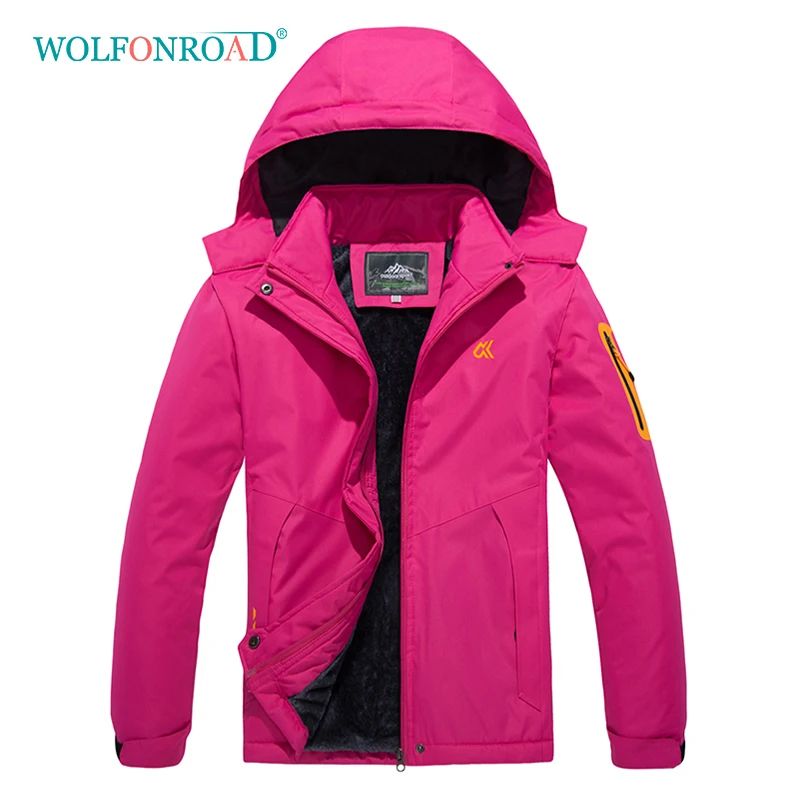 

WOLFONROAD Outdoor Women's Thermal Jacket Hiking Camping Waterproof Jackets Winter Climbing Coat Women 4XL Pink Jacket L-XMCK-14