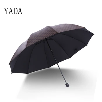 

YADA 10 Bone Gold & Silver Bigger Grid Umbrella Rain Women uv High Quality Umbrella For Women Brand Windproof Umbrellas YS227