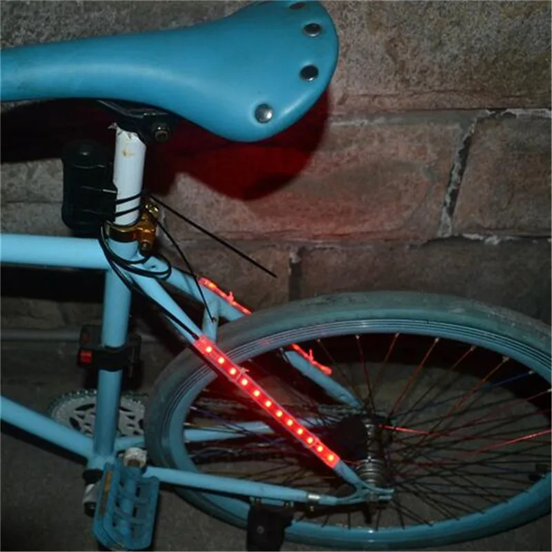 Best OUTERDO MTB Mountain Bicycle Fork Strip Light Bar 12 LED 8 Modes Waterproof Wheel Lamp Bicicleta Frame Front Rear Night Lights 6