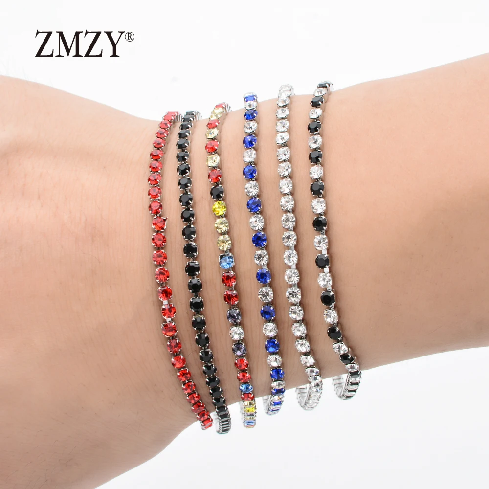 ZMZY Luxury Cubic Zirconia Tennis Bracelets Link Chain Crystal Wedding Bracelet For Women Stainless Steel Bracelet Jewelry