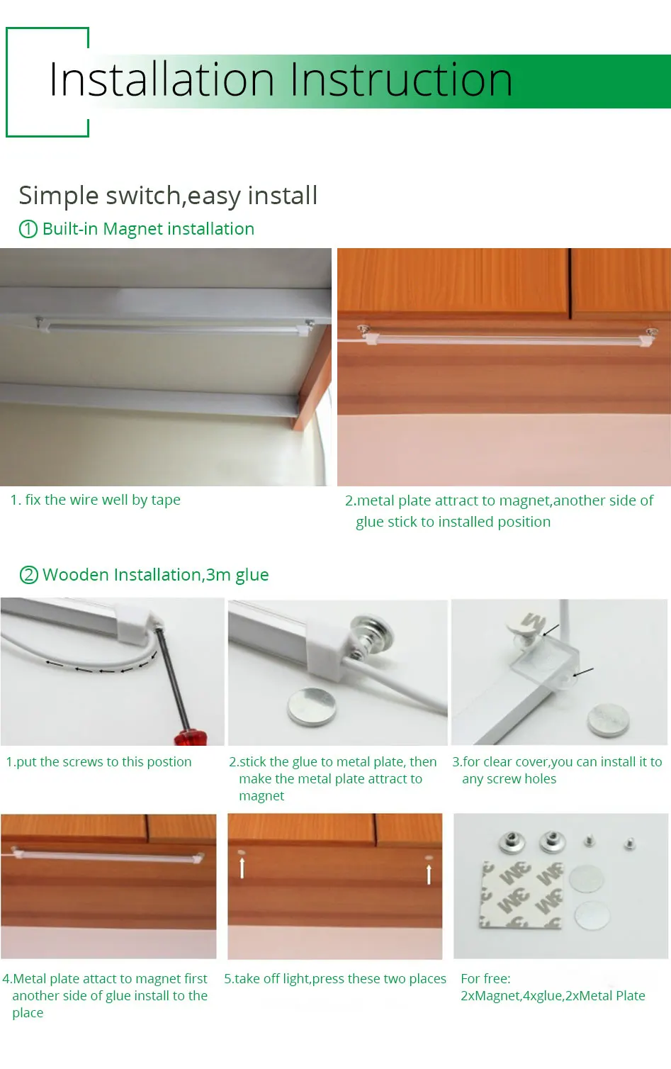5v Silver Under Cabinet Led Light Bar Wireless Rechargeable Counter Kitchen Cupboard Hardwired Downlights Bookcase Stick Slim (3)