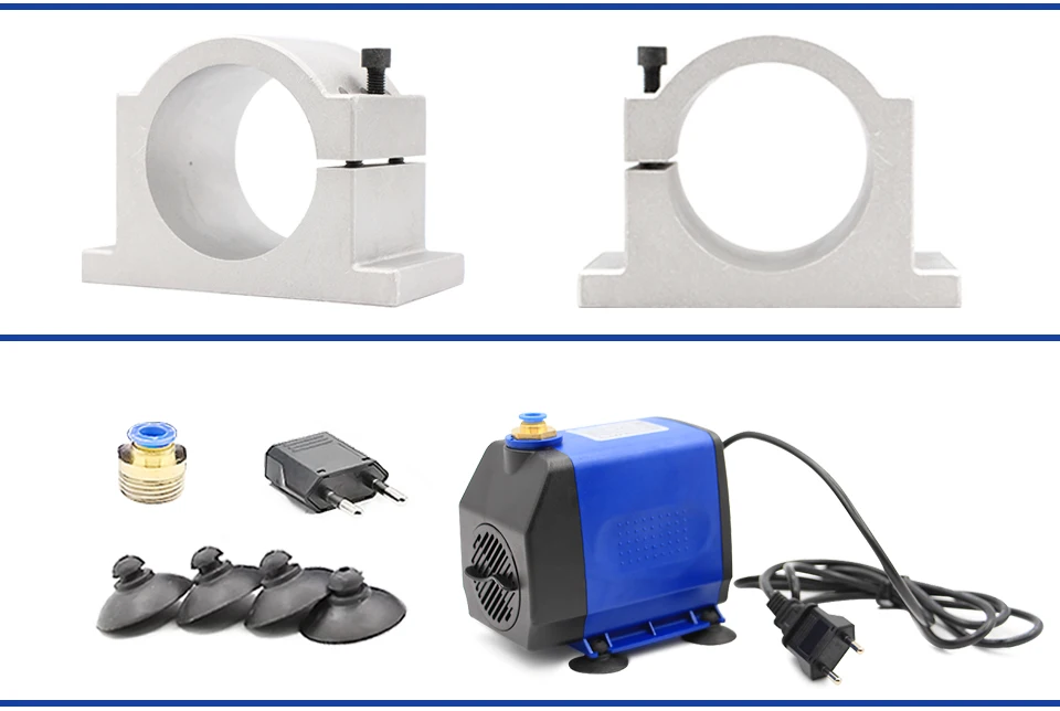1,5 кВт мотор шпинделя с водяным охлаждением ER16 4 подшипника 80x220 мм& 1,5 кВт VFD/инвертор и 80 мм кронштейн шпинделя и 75 Вт водяной насос