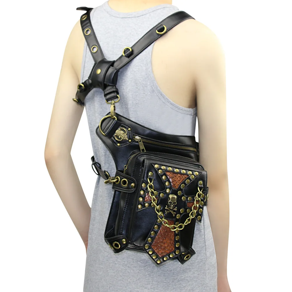 Женская Ретро сумка-мессенджер с карманами, женская сумка на плечо в стиле панк, женская сумка на плечо, Женская Высококачественная сумка из искусственной кожи, мужская дорожная сумка для ног - Цвет: Leg09