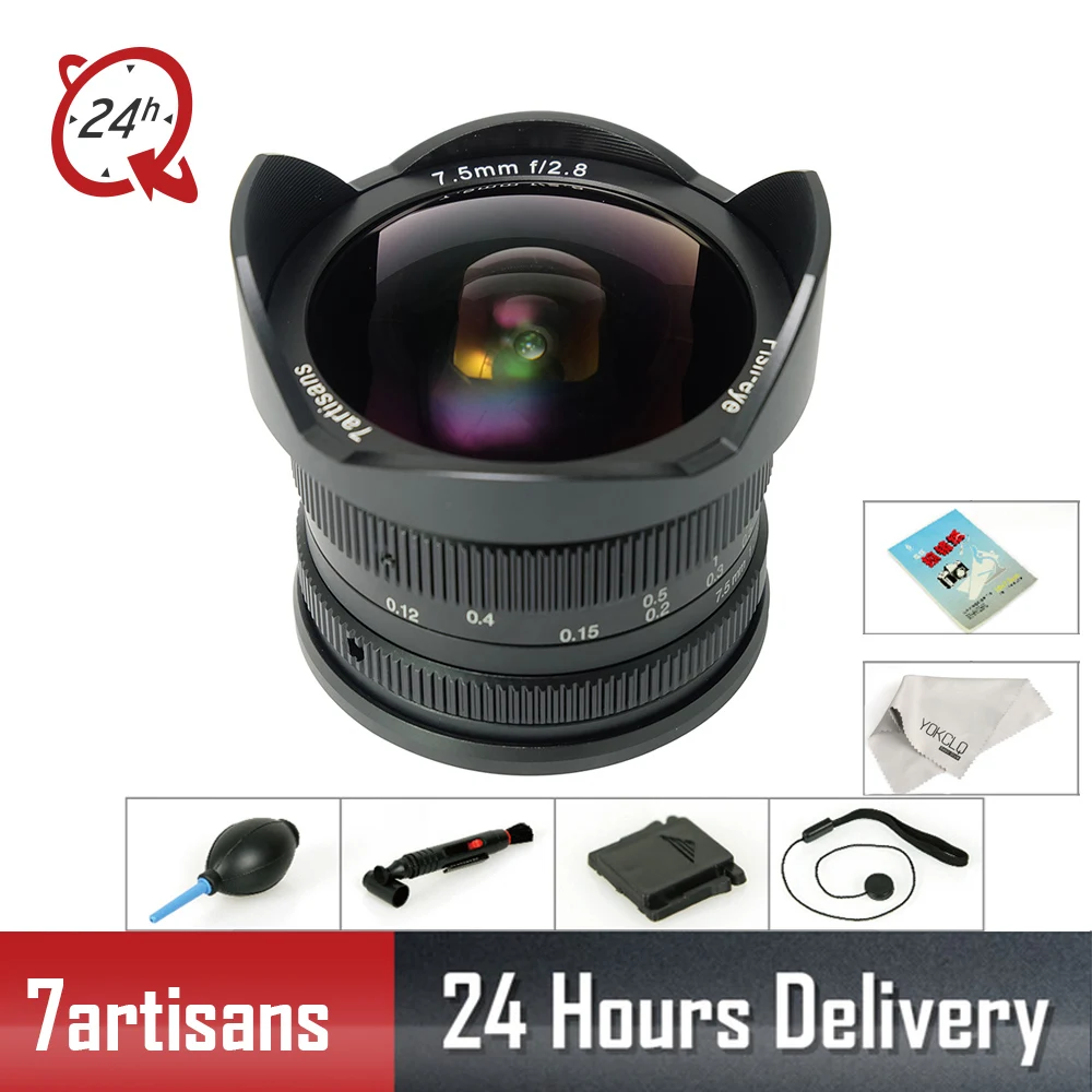 

7artisans 7.5mm f2.8 fisheye lens 180 APS-C Manual Fixed Lens For E Mount Canon EOS-M Mount Fuji FX Mount Sony A6300 A6500