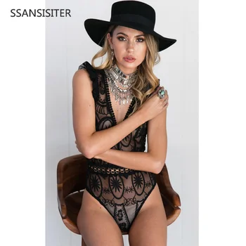 

2018 Deep V Erotic Sexy Lingerie Lace Bodysuit Women Sexy Sleeveless Fitness Jumpsuit Backless Slip Bodies Porno Sleepwear