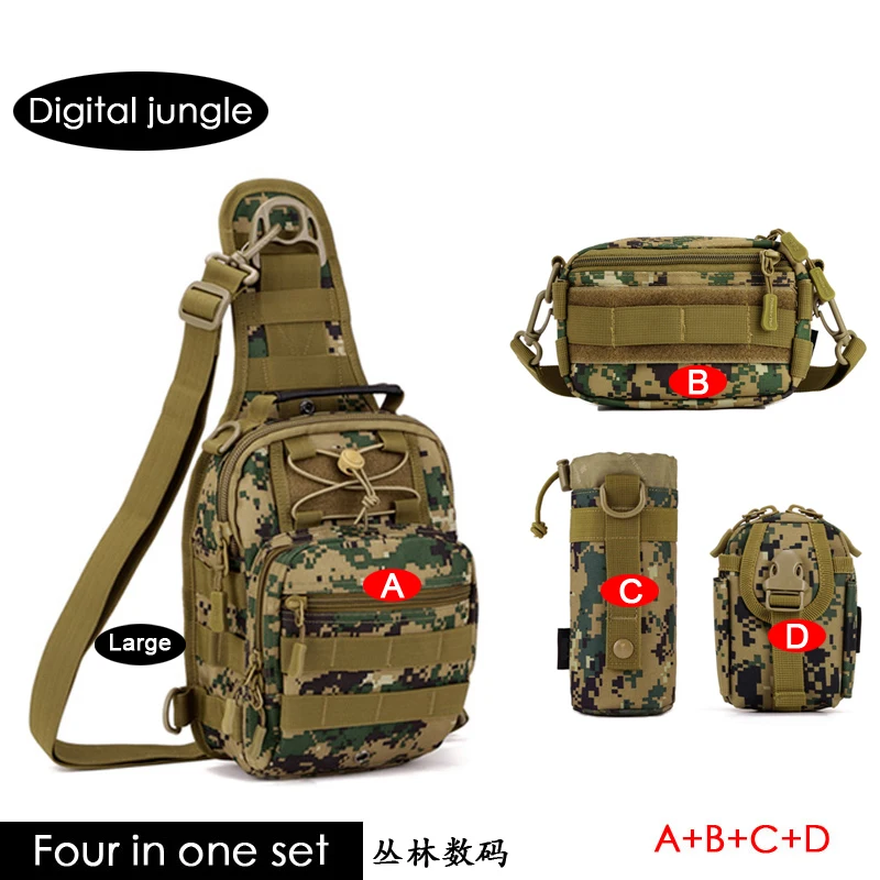 Четыре в одном мужские тактические рюкзаки на одно плечо спортивная сумка для мужчин женщин мужчин Teenger Открытый Molle Кемпинг Туризм Охота - Цвет: jungle Four sets L