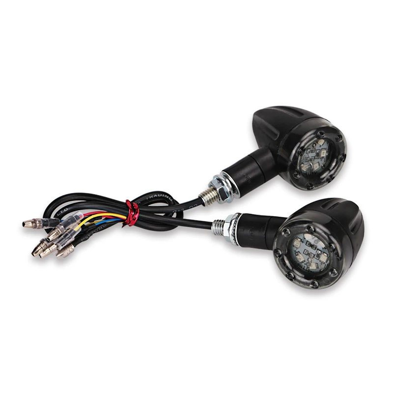 2pcs Motorcycle Turn Signal Stop Light 12v Black Metal Amber Motorbike