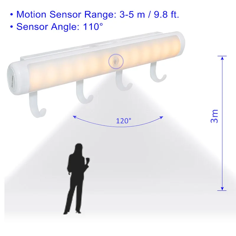 Датчик движения светильник 10 светодиодный на батарейках беспроводной Ночной светильник портативный шкаф светильник s для шкафа прихожей лестницы