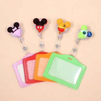 

Cute Mickey Transverse Badge Scroll Nurse Office Reel Character Scalable Student Nurse Exhibition PU Business Card Badge Holder