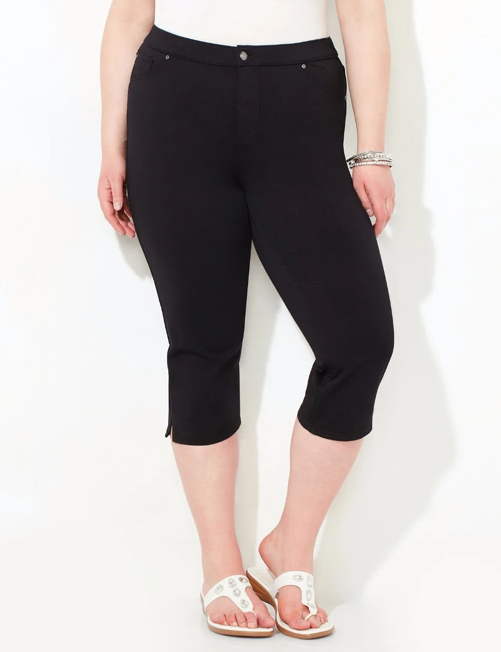 XXL 9XL Plus Size Women Black Jean Capris Pants Cotton Knit Big Large Size Trousers 4XL 5XL 6XL 
