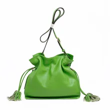 Women Bucket Bag Women’s Blue Casual Genuine Leather Purses and Handbag High Quality Ladies Tote Bags