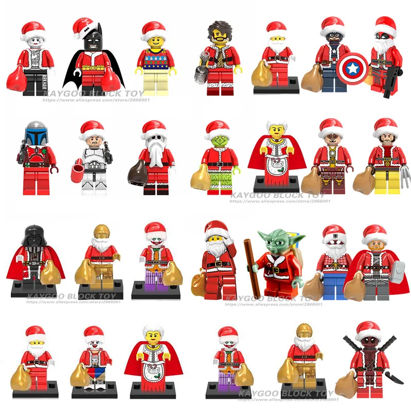

1PCS baby action figure star wars superhero marvel Santa Claus Christmas building blocks sets model bricks toys for children