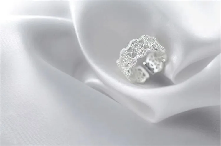 Uini-Tail новое горячее предложение 925 Стерлинговое Серебро сексуальное кружевное кольцо корейский модный симпатичный динамический тренд волнистые кружевные украшения ED330