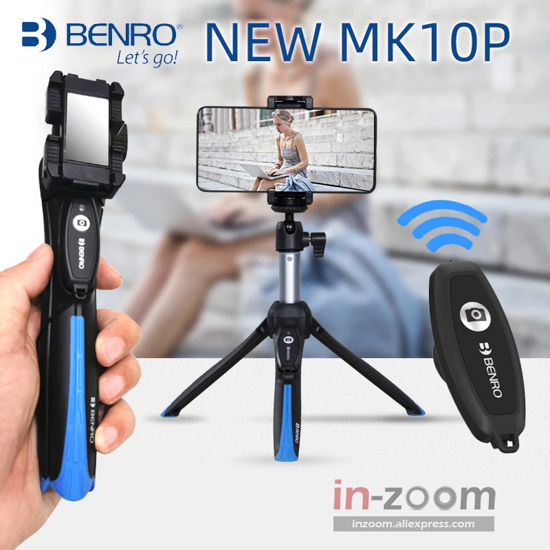 

New Benro MK10P Handheld Extendable Mini Tripod Selfie Stick with Remote for & Brand MK10II