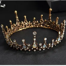 DIEZI барокко Винтаж кристалл свадебные диадемы ободок для волос головной убор черная принцесса пышная корона свадебные аксессуары для волос