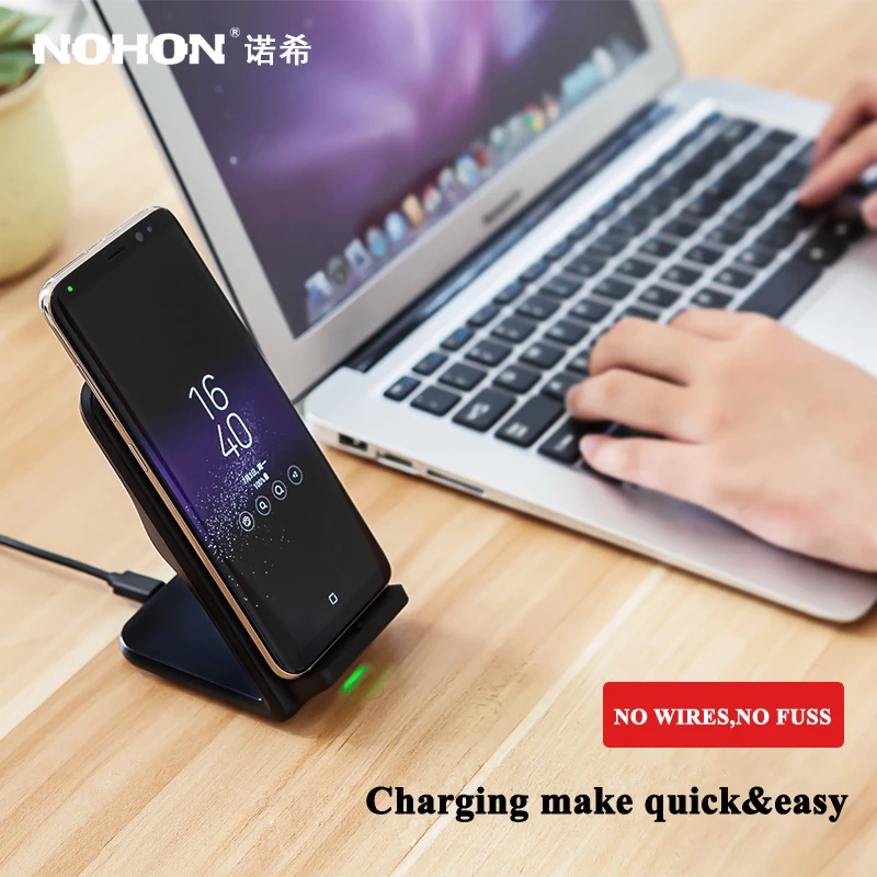 NOHON 10 Вт QI Беспроводной Зарядное устройство Подставка для Galaxy S8 Plus S7 край S6