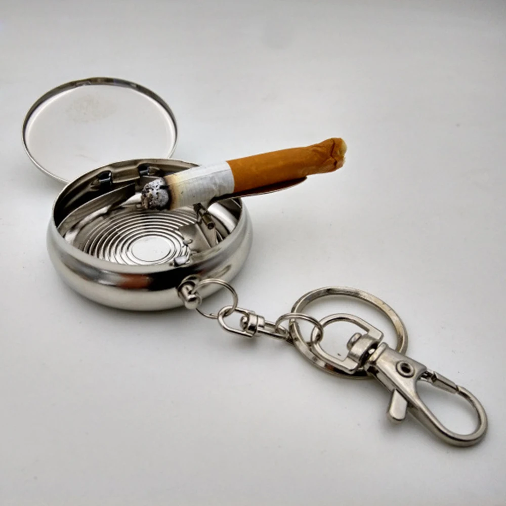 

Fashion Key Ring Fashion Round Cigarette Keychain Portable Ashtrays Pocket mini custom ashtray With Keychain