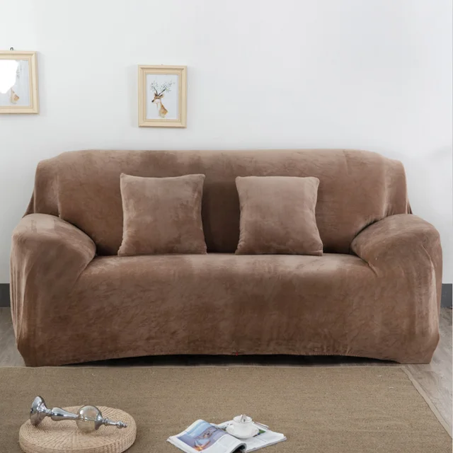 Flannel Solid Sofa Cover Elastic Slipcover For Sectional Single Flannel Solid Sofa Cover Elastic Slipcover For Sectional Single L Shaped Loveseat Couch Case