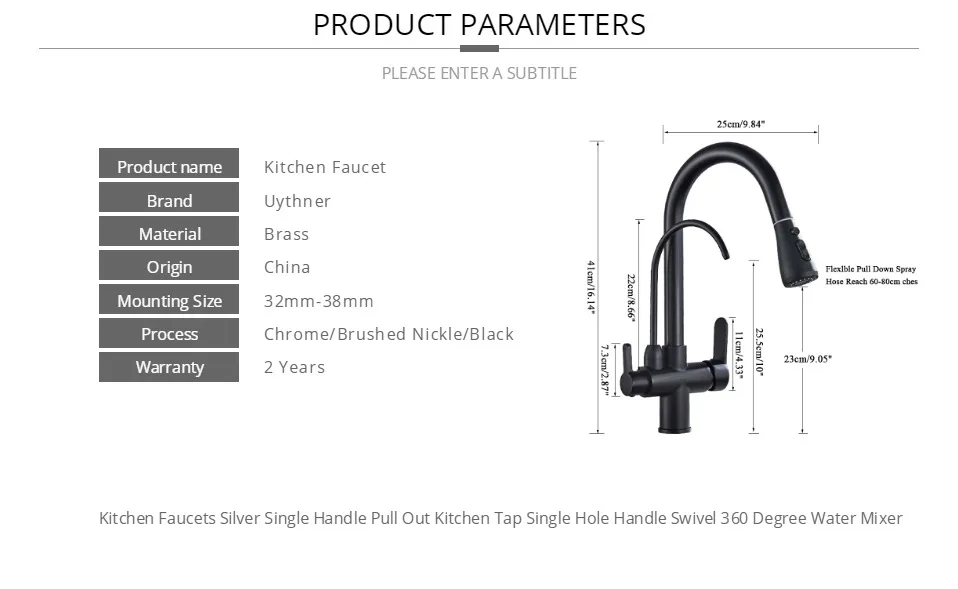 Uythner фильтр для воды кран для кухни кран с двойной ручкой фильтр смеситель вращение на 360 градусов функция очистки воды краны