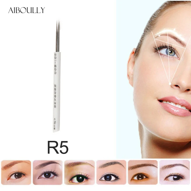 

100pcs 5R Micro Knife Tebori Circular Needle Manual Microblading 3D Eyebrow Embroidery R5 Fog Round Needle Semi Permanent Makeup