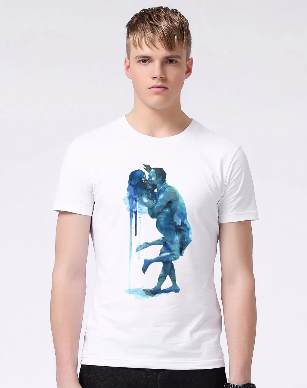3D Drowning In Love Design Tee Shirt Men Hipster New Fashion Summer Short Sleeve Plus Size Loose Tide Printed T-shirt M586 | Мужская