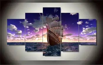 

Modern Wall Art Home Decoration Printed Oil Painting Pictures Hd Canvas Prints Large Sailing Boat On The Sea Landscape F/1381 -3
