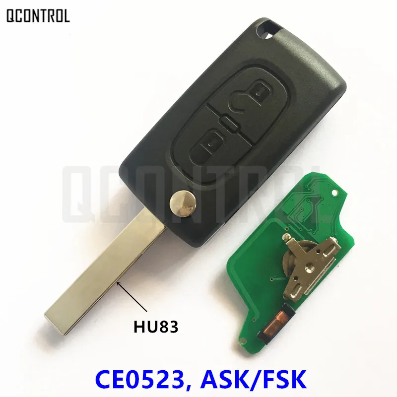 

QCONTROL Remote Key Car Door Lock for CITROEN C2 C3 C4 C5 Berlingo Picasso Keyless (CE0523 ASK/FSK, 2 Buttons, HU83)
