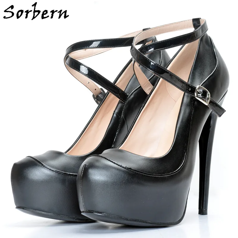

Sorbern Black Women Pumps For Ladies Party Shoes Buckle Strap High Heels Platform Shoes Designer Shoes Women Luxury 2018
