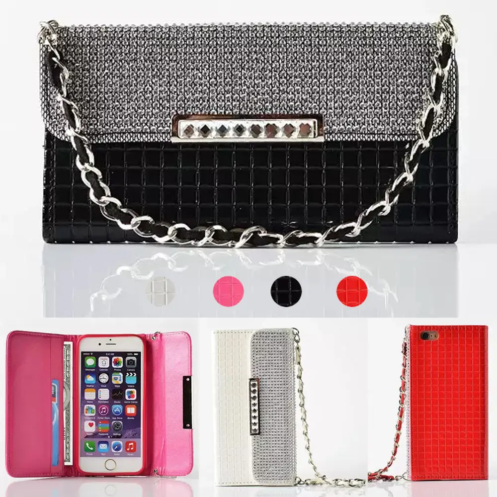 bilder für S6 Luxuxbling Leder Flip-Cover Fall für Galaxy S8 Plus Geldbörse S7 Rand Handtasche Tragegurt Kette bilder für S6 Luxuxbling Leder Flip-Cover Fall für Galaxy S8 Plus Geldbörse S7 Rand Handtasche Tragegurt Kette