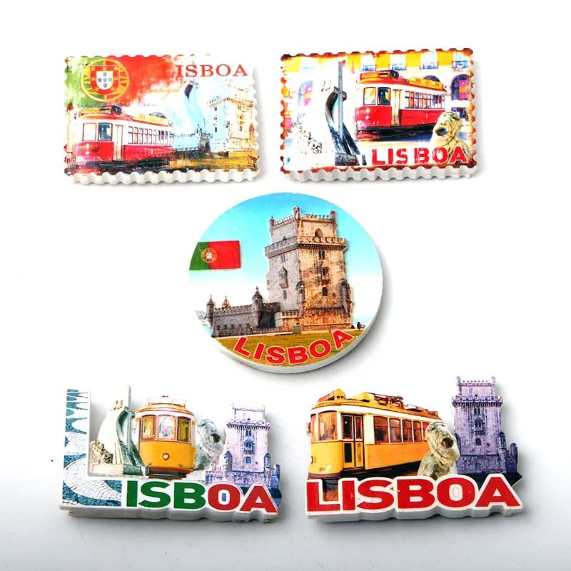 

Lisboa Building And Bus Resin Stereo 3d Magnetic Refrigerator Magnets Creative Souvenirs Whiteboard Sticker