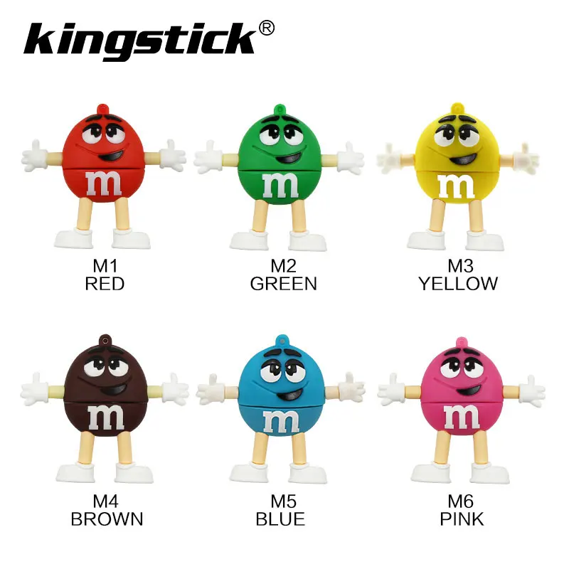 Chocolate M&M Pen Drive 32gb USB Flash Drive 4GB 8gb 16gb 64gb USB Stick 2.0 128gb Pendrive Cartoon U Disk Fun Gift Thumbdrives