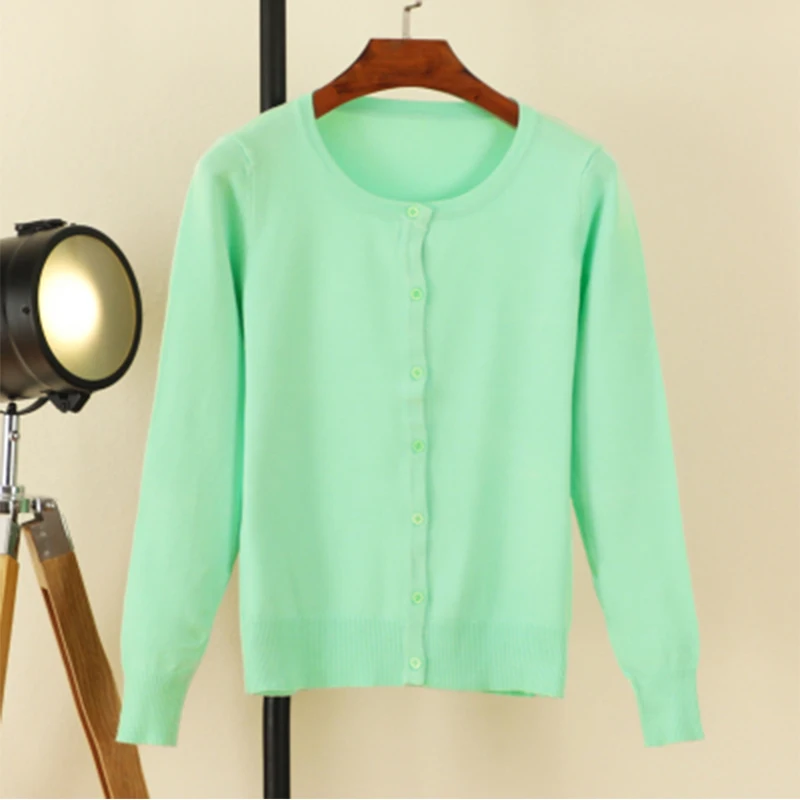 

2019 Spring autumn Knit Sweater Women Leisure loose Solid color Knitwear Coat Cardigan Female cc263