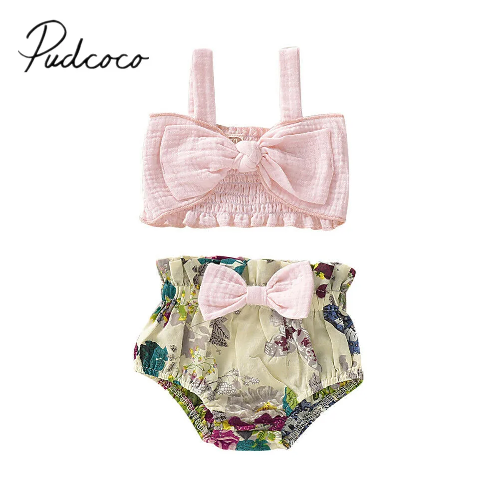 2019 Baby Summer Clothing Cute Baby Girls Clothes Sets Sleeveless Pink