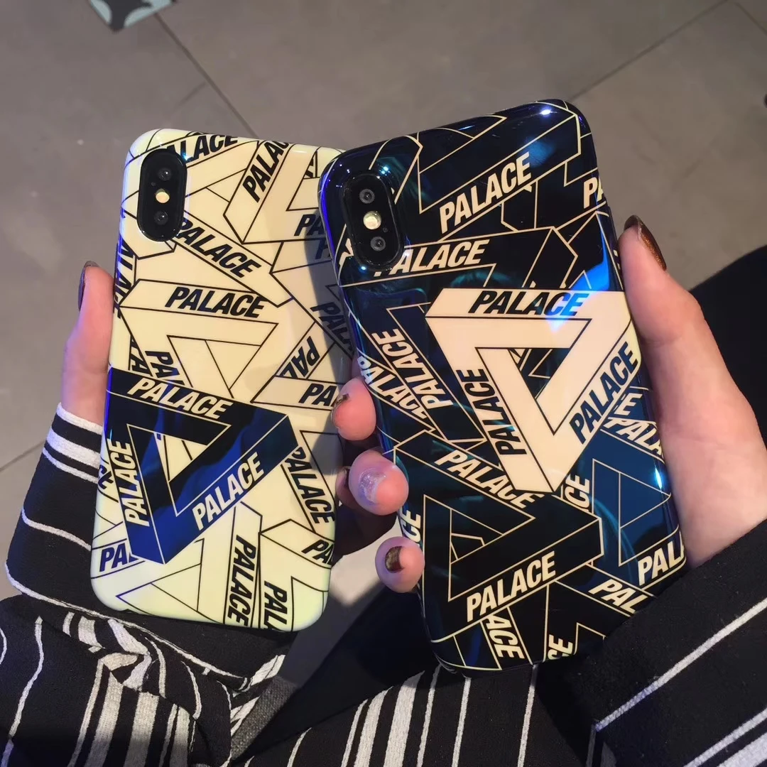 

Street Fashion Brand Blue Light PALACE Case for iPhone Xs Max Xr X 8 7 6 6S Plus Soft Silicone imd Sports Skateboard Tide Cover