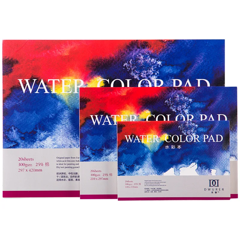 

300g A3 A4 A5 Book Template Stationery 20Sheets Sealing Glue Watercolor Paper Notepad For Painting Drawing School Art Gift