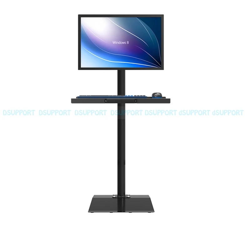 Full Rotation Free Lifting Floor Stand 10 27 Inch Monitor Keyboard