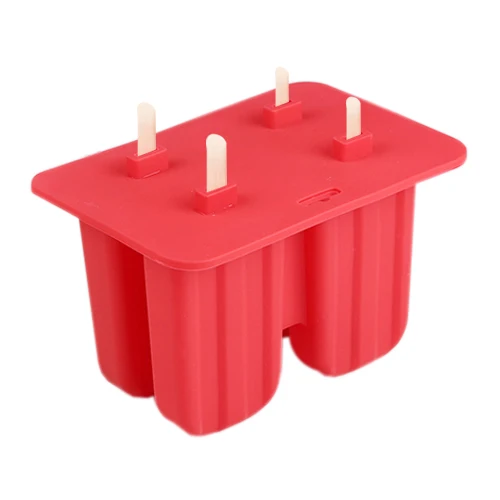 4 Holes Red Силиконовые емкости для мороженого Экологичные Формочки Для Мороженного «фруктовый лед» бытовой ребенок для кухонных гаджетов принадлежности для обеденного бара - Цвет: 4 Holes Red