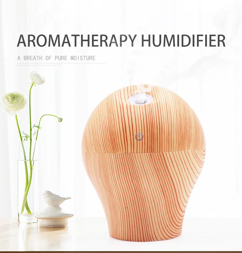 

Mini usb portable ultrasonic wood grain humidifier, quiet 7 color lamp aroma oil diffuser, suitable for office and home use. H
