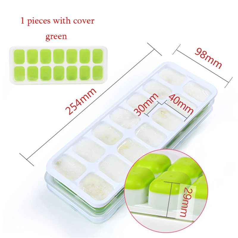 14 Grids DIY Creative Small Ice Cube Mold Square Shape Silicone Cube Maker with cover Ice Mold Brick Cube Maker Ice Tray Mould