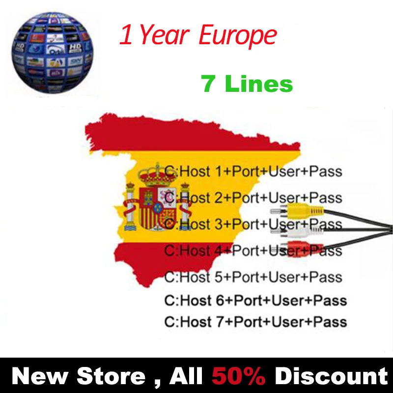 

Stable Server HD 7 Cline for 1 year Europe Spain Works well for Freesat v7 V7S GT media DVB-S2 HD Satellite Receiver DVB-S2 HD
