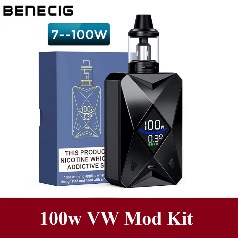 

Benecig Goblin 100w E Cigarette Box Mod Kit Built-in 2000mAh Battery Huge Vapor Electronic Cigaret Vape Kit