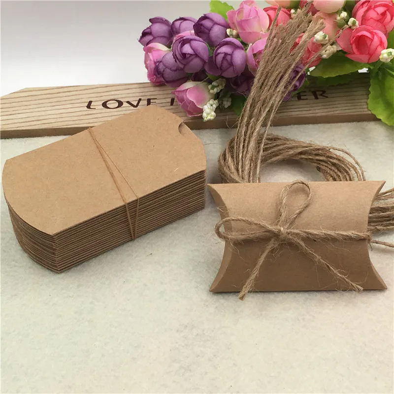 

Creative 100pcs Blank Pillow Shape Jewelry Favor Paper Box New Candy Gift Wrapping Box For Petal/Cherry/Earring/Craft